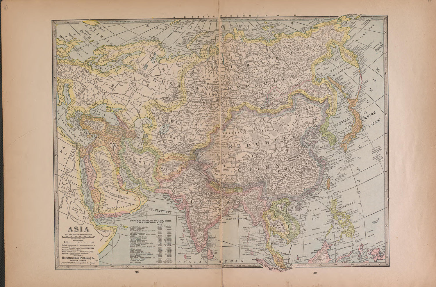 Asia from Atlas of Plymouth County, Iowa : Containing Maps of Townships of the County, Maps of State, United States and World : Farmers Directory 1921 by Relic Map Company