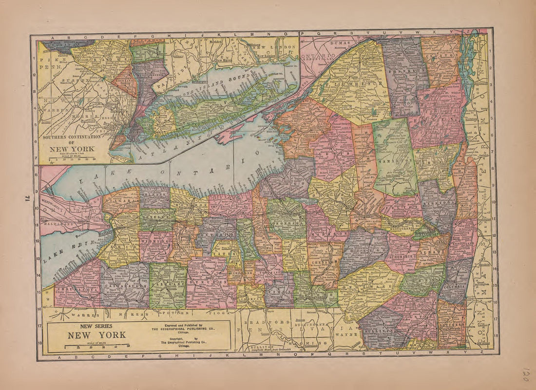 New York from Atlas of Plymouth County, Iowa : Containing Maps of Townships of the County, Maps of State, United States and World : Farmers Directory 1921 by Relic Map Company