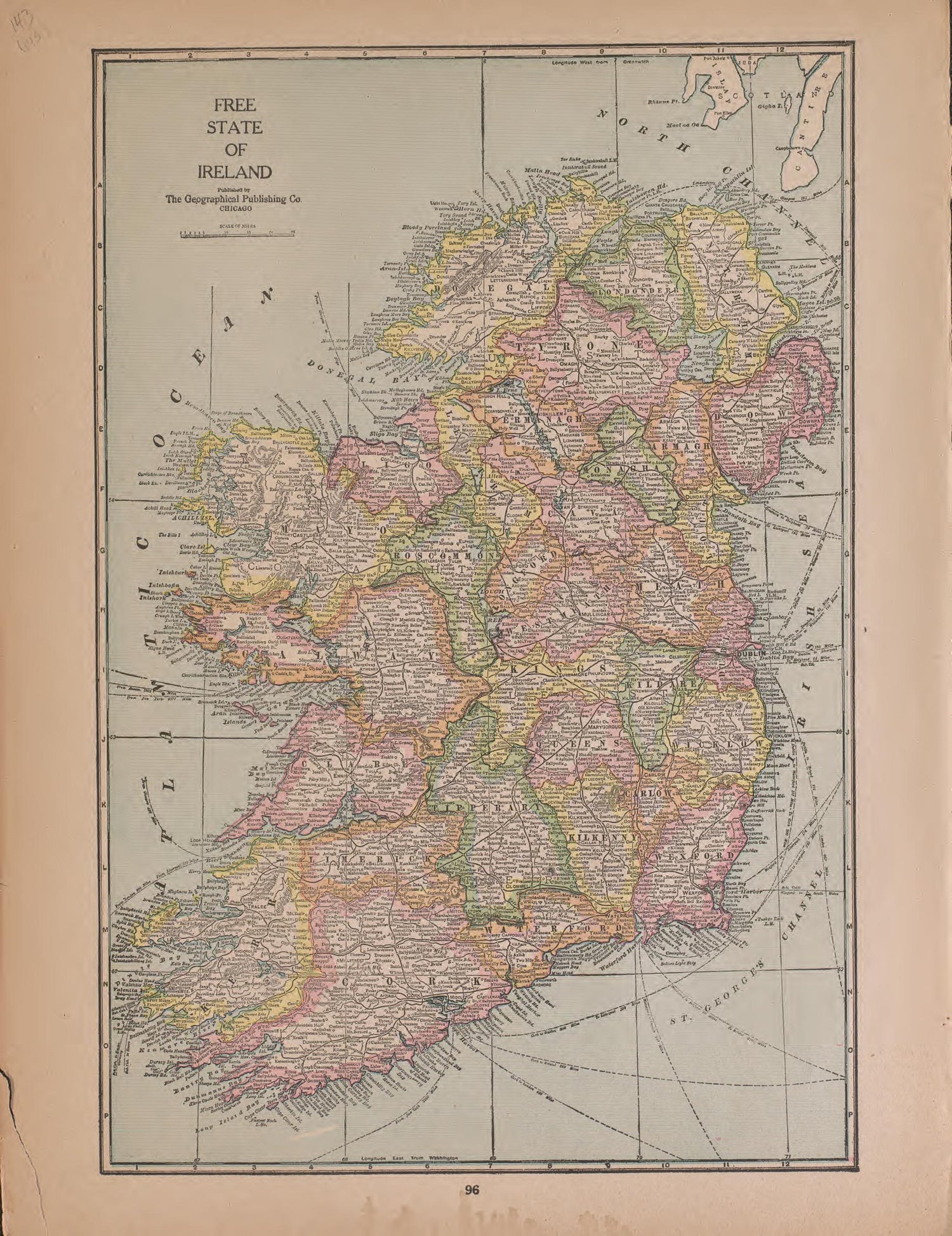 Free State of Ireland from Atlas of Plymouth County, Iowa : Containing Maps of Townships of the County, Maps of State, United States and World : Farmers Directory 1921 by Relic Map Company