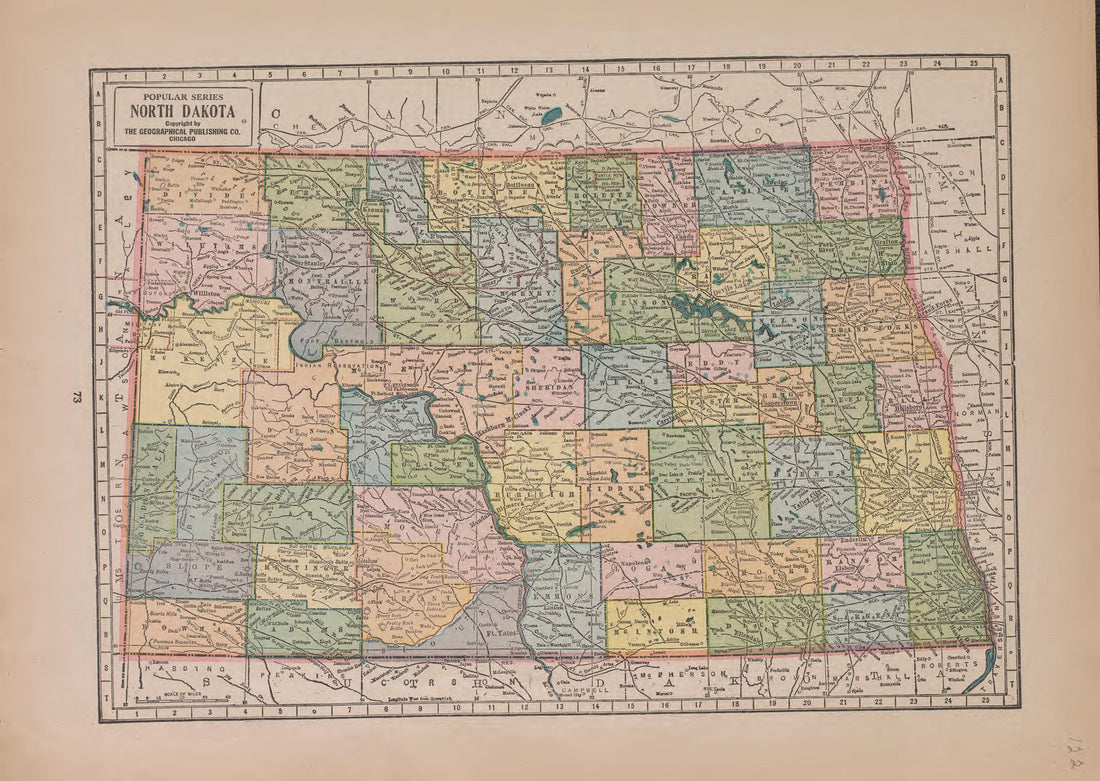 North Dakota from Atlas of Plymouth County, Iowa : Containing Maps of Townships of the County, Maps of State, United States and World : Farmers Directory 1921 by Relic Map Company