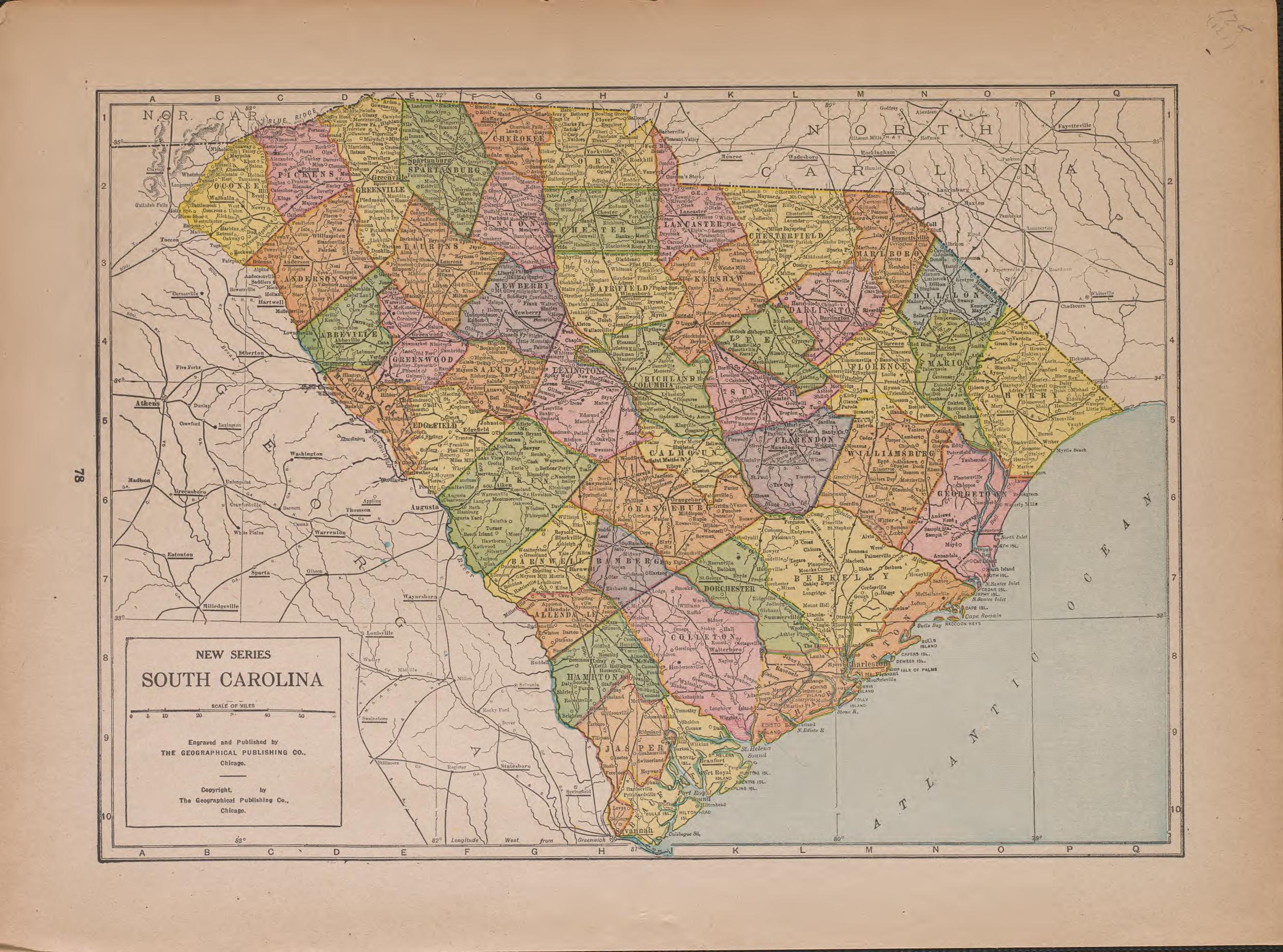 South Carolina from Atlas of Plymouth County, Iowa : Containing Maps of Townships of the County, Maps of State, United States and World : Farmers Directory 1921 by Relic Map Company