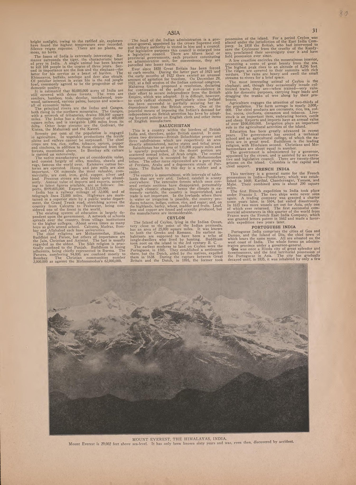 Text On Asia and India--continued from Atlas of Plymouth County, Iowa : Containing Maps of Townships of the County, Maps of State, United States and World : Farmers Directory 1921 by Relic Map Company