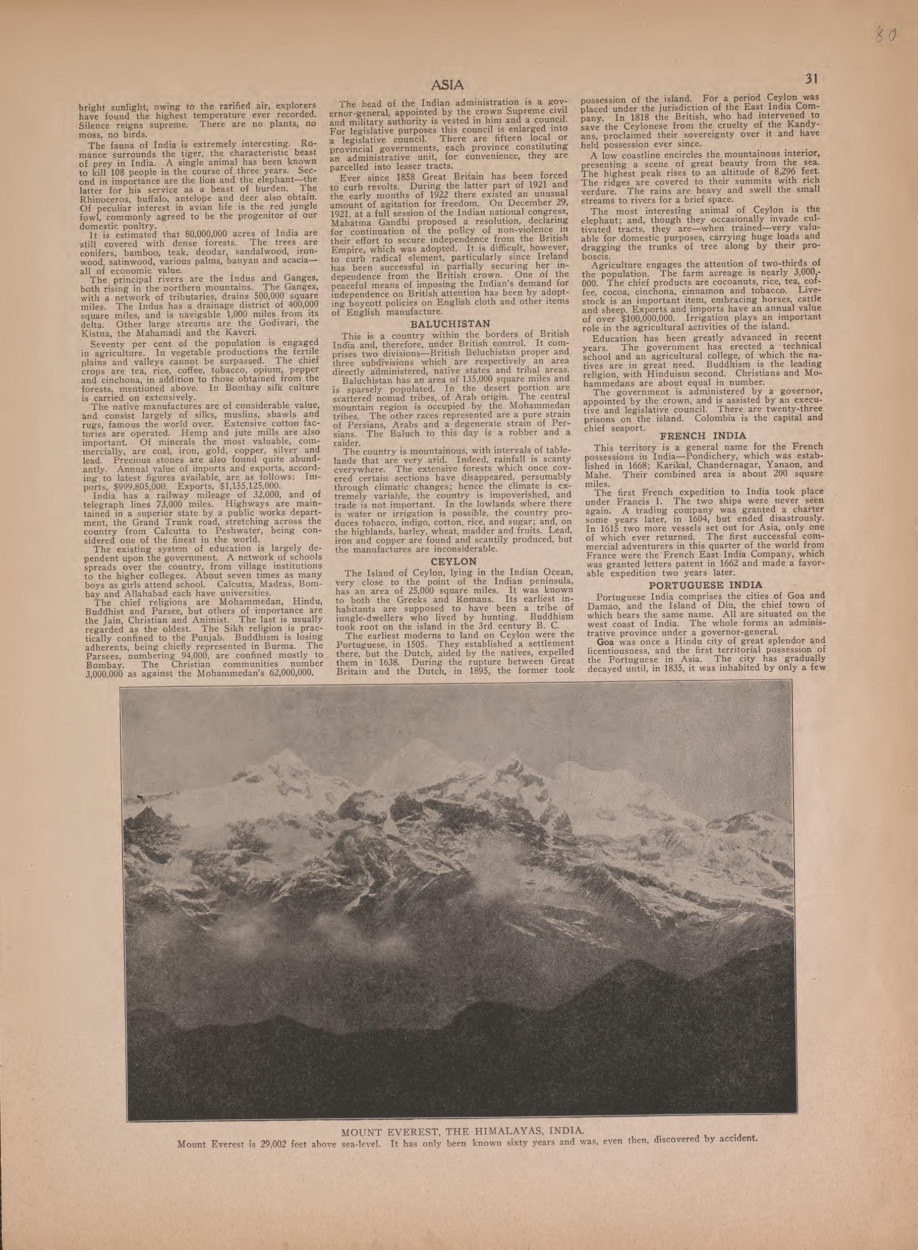Text On Asia and India--continued from Atlas of Plymouth County, Iowa : Containing Maps of Townships of the County, Maps of State, United States and World : Farmers Directory 1921 by Relic Map Company