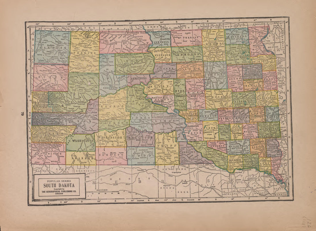 South Dakota from Atlas of Plymouth County, Iowa : Containing Maps of Townships of the County, Maps of State, United States and World : Farmers Directory 1921 by Relic Map Company