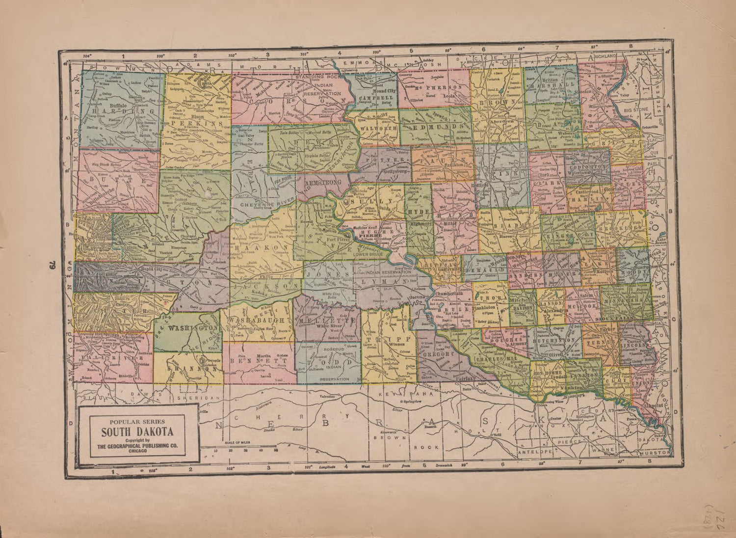 South Dakota from Atlas of Plymouth County, Iowa : Containing Maps of Townships of the County, Maps of State, United States and World : Farmers Directory 1921 by Relic Map Company