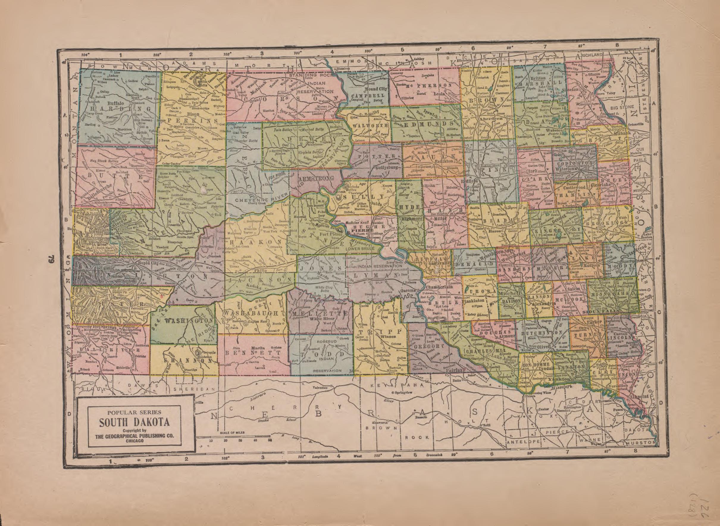 South Dakota from Atlas of Plymouth County, Iowa : Containing Maps of Townships of the County, Maps of State, United States and World : Farmers Directory 1921 by Relic Map Company