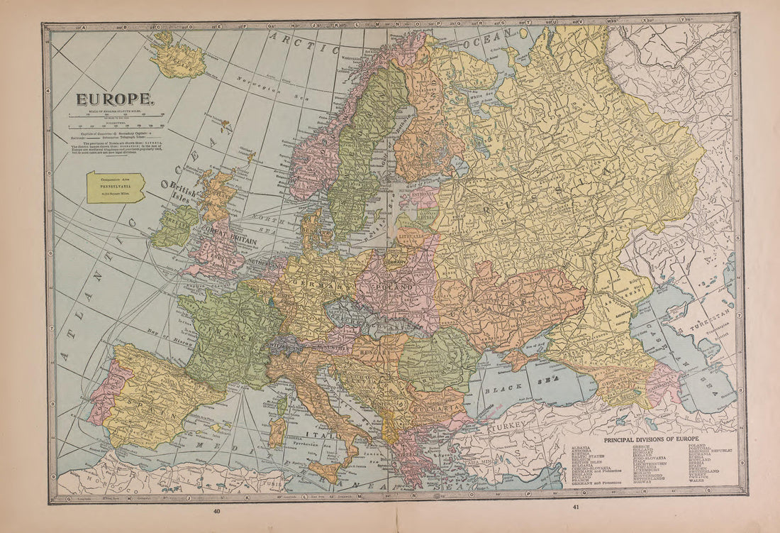 Europe from Atlas of Plymouth County, Iowa : Containing Maps of Townships of the County, Maps of State, United States and World : Farmers Directory 1921 by Relic Map Company