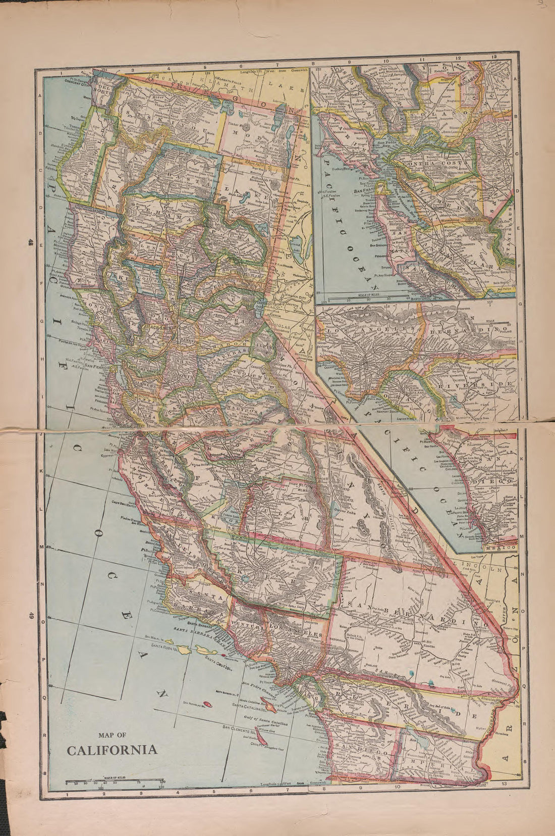 California from Atlas of Plymouth County, Iowa : Containing Maps of Townships of the County, Maps of State, United States and World : Farmers Directory 1921 by Relic Map Company