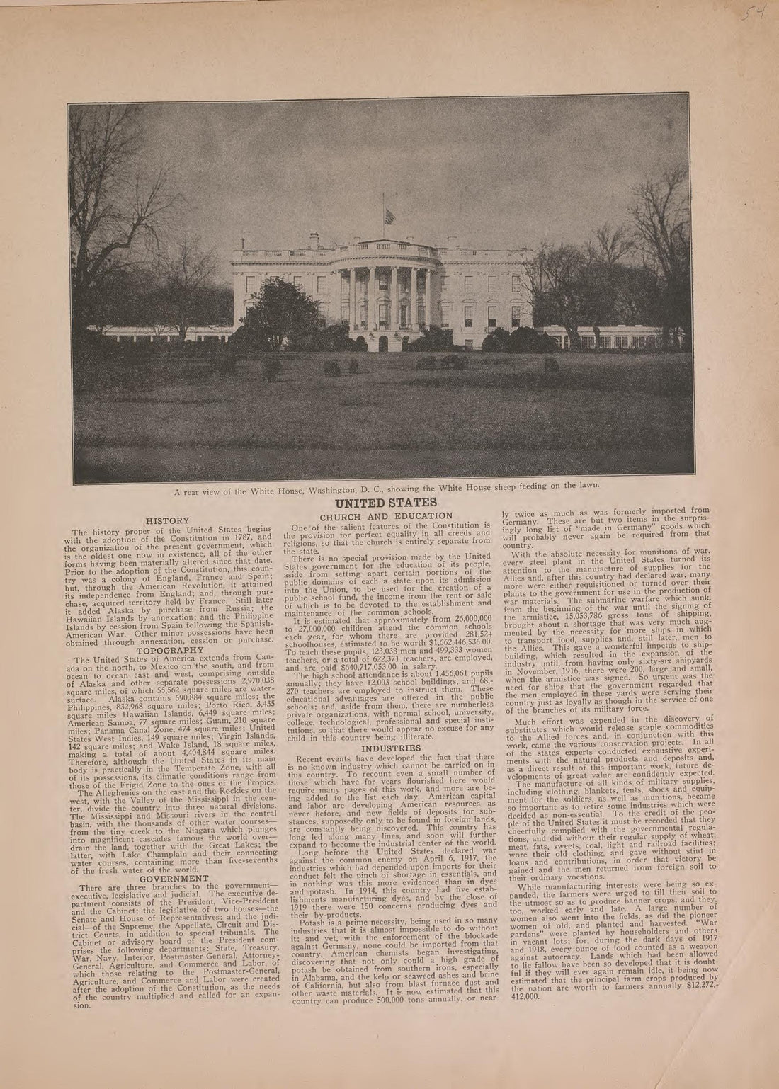 View of the White House and Text from Atlas of Plymouth County, Iowa : Containing Maps of Townships of the County, Maps of State, United States and World : Farmers Directory 1921 by Relic Map Company