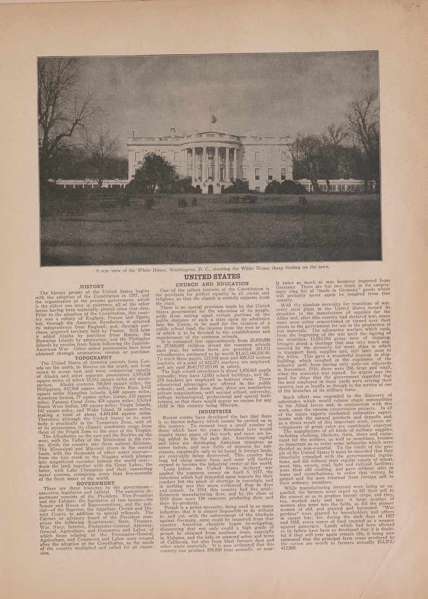 View of the White House and Text from Atlas of Plymouth County, Iowa : Containing Maps of Townships of the County, Maps of State, United States and World : Farmers Directory 1921 by Relic Map Company