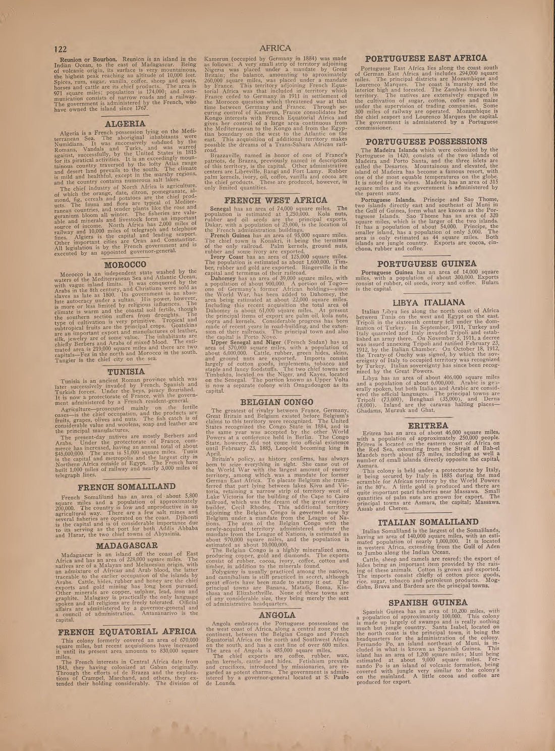 Text On Africa--continued from Atlas of Plymouth County, Iowa : Containing Maps of Townships of the County, Maps of State, United States and World : Farmers Directory 1921 by Relic Map Company