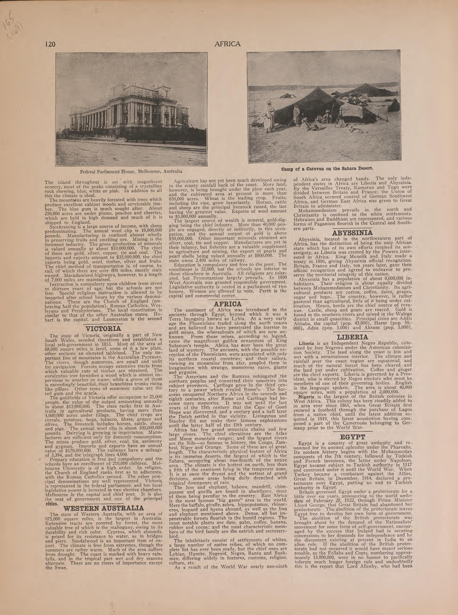 Text On Africa from Atlas of Plymouth County, Iowa : Containing Maps of Townships of the County, Maps of State, United States and World : Farmers Directory 1921 by Relic Map Company