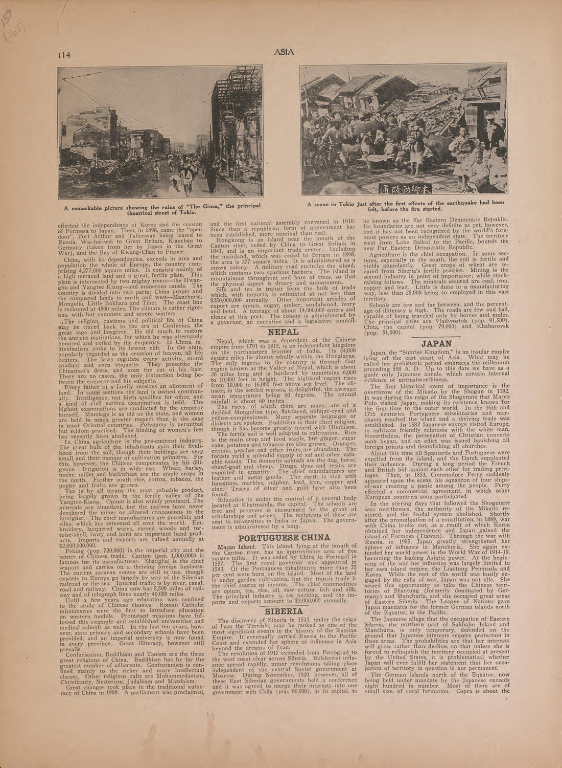 Text On Asia and Japan--continued from Atlas of Plymouth County, Iowa : Containing Maps of Townships of the County, Maps of State, United States and World : Farmers Directory 1921 by Relic Map Company