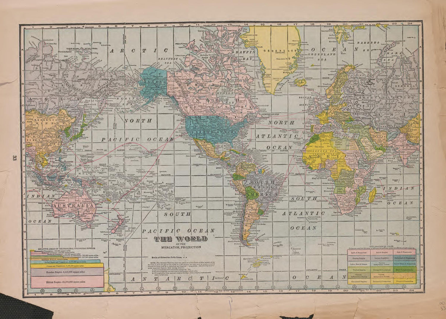 Map of the World from Atlas of Plymouth County, Iowa : Containing Maps of Townships of the County, Maps of State, United States and World : Farmers Directory 1921 by Relic Map Company