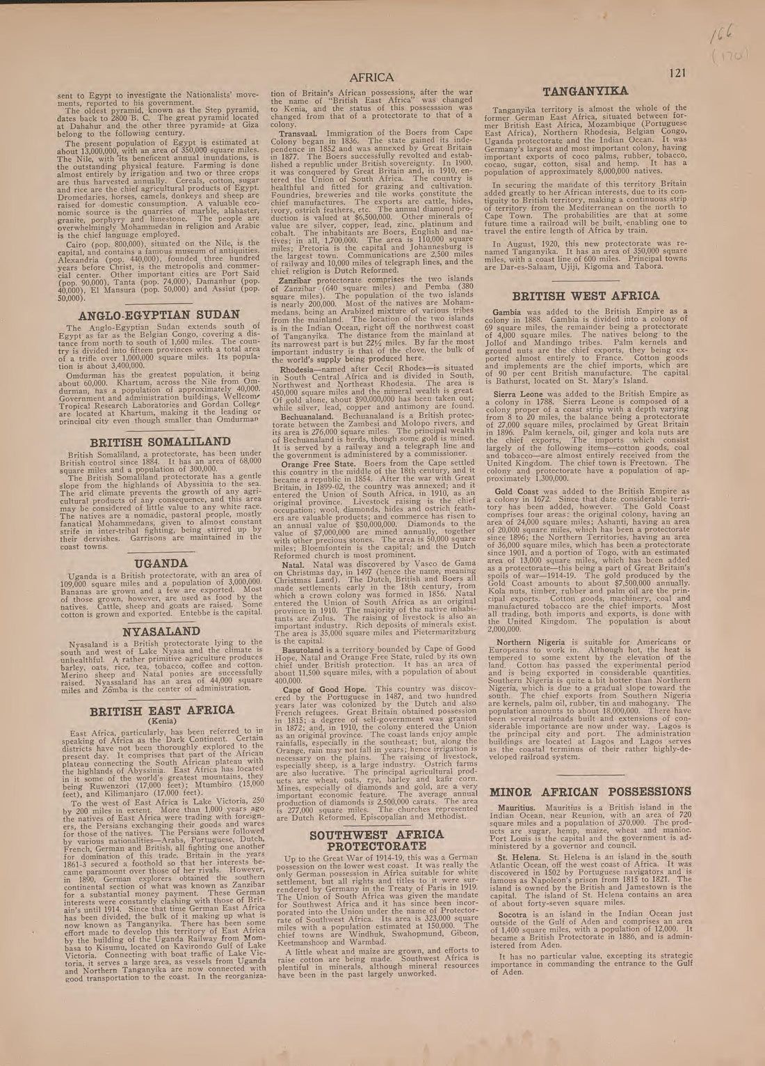 Text On Africa--continued from Atlas of Plymouth County, Iowa : Containing Maps of Townships of the County, Maps of State, United States and World : Farmers Directory 1921 by Relic Map Company