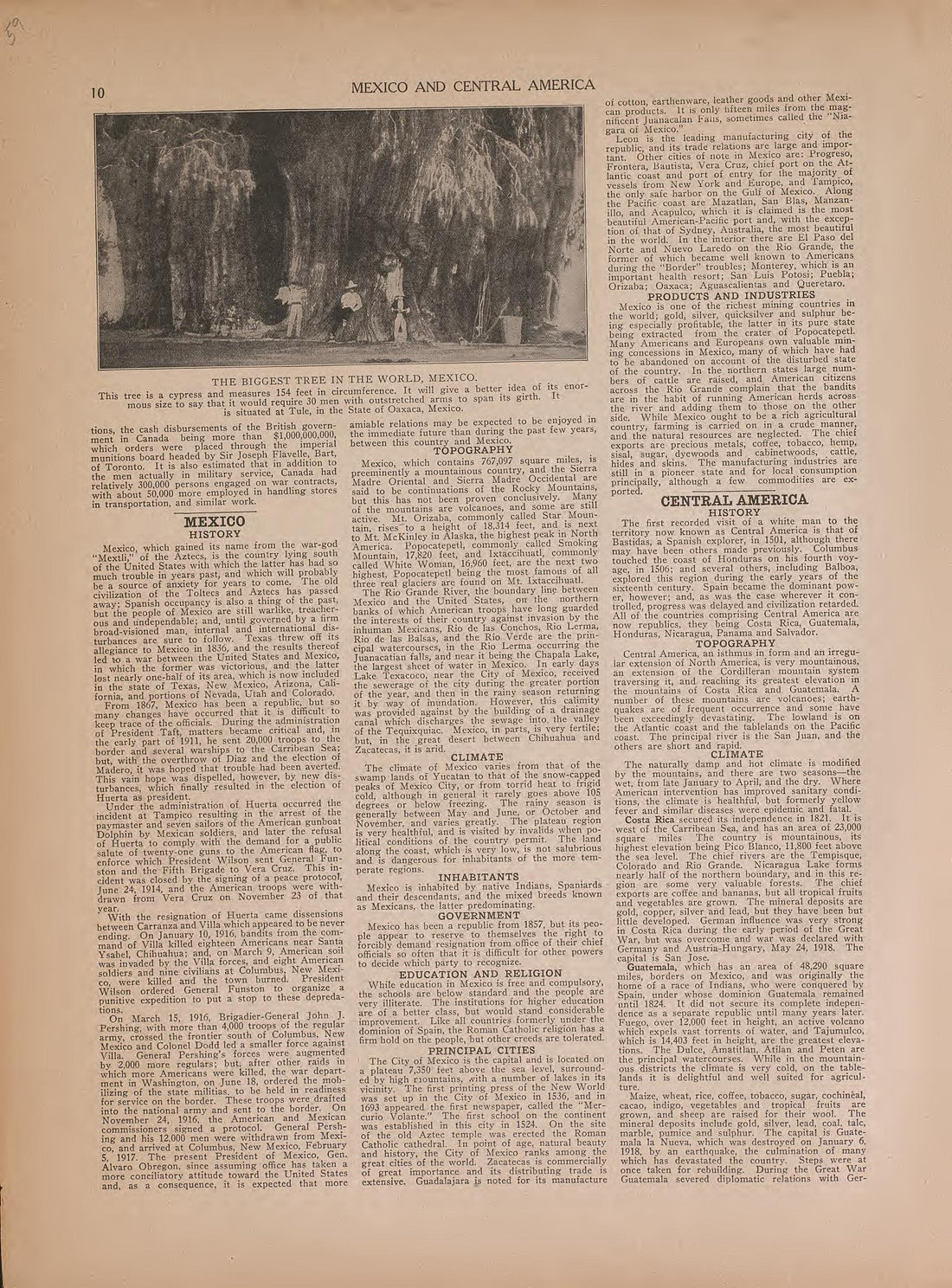 Text On Mexico and Central America from Atlas of Plymouth County, Iowa : Containing Maps of Townships of the County, Maps of State, United States and World : Farmers Directory 1921 by Relic Map Company
