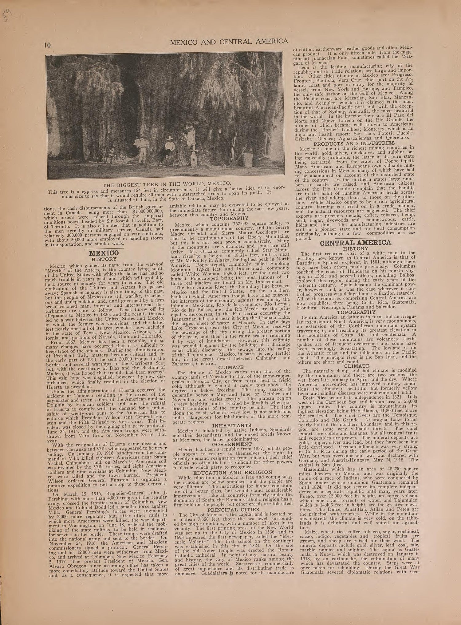 Text On Mexico and Central America from Atlas of Plymouth County, Iowa : Containing Maps of Townships of the County, Maps of State, United States and World : Farmers Directory 1921 by Relic Map Company