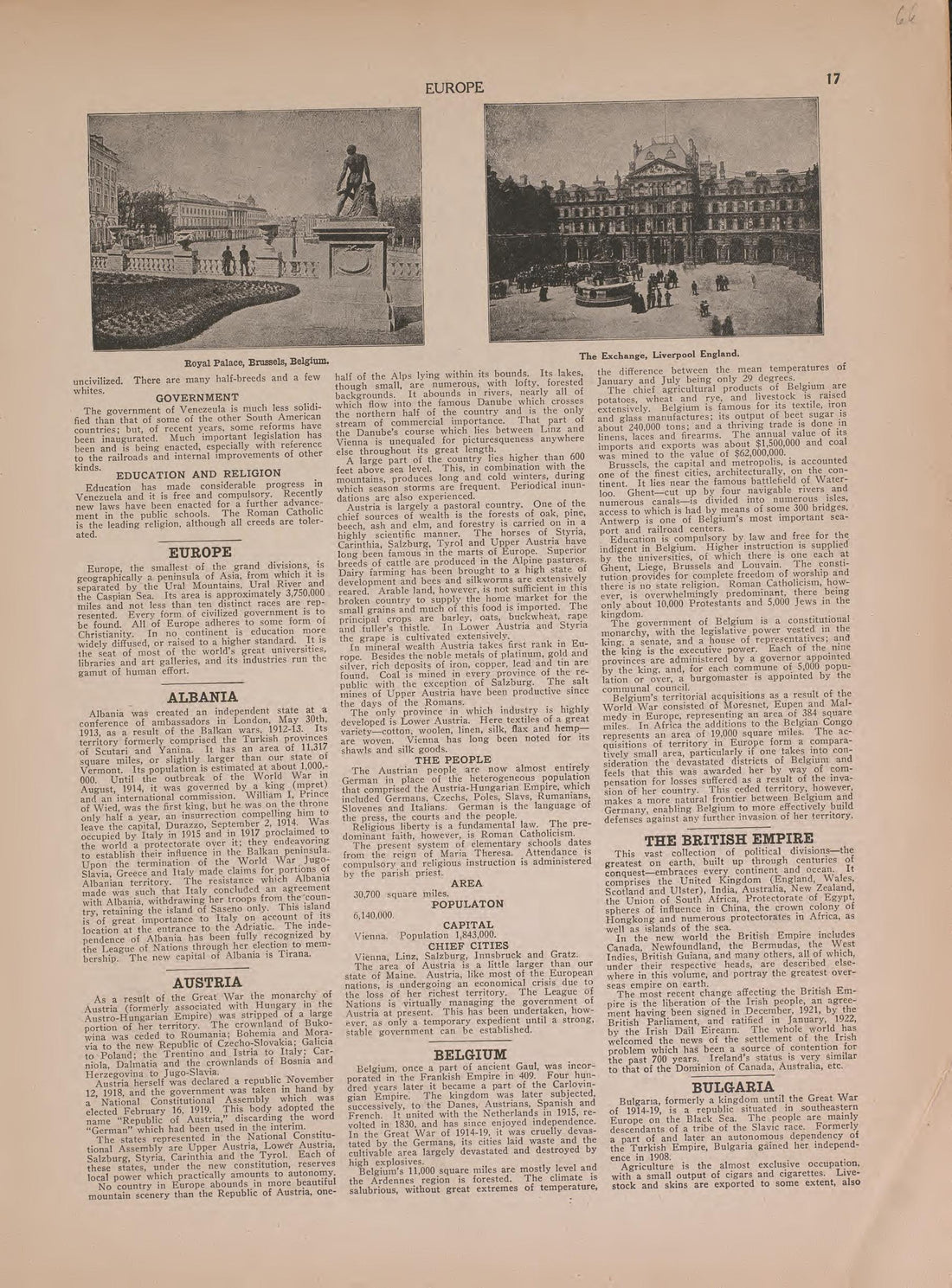 Text On Europe from Atlas of Plymouth County, Iowa : Containing Maps of Townships of the County, Maps of State, United States and World : Farmers Directory 1921 by Relic Map Company