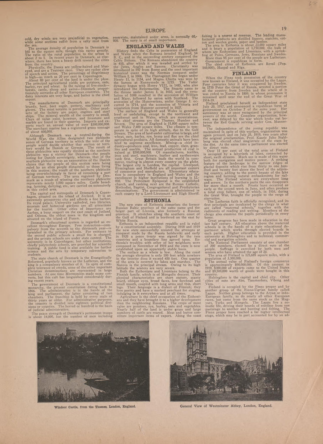 Text On Europe--continued from Atlas of Plymouth County, Iowa : Containing Maps of Townships of the County, Maps of State, United States and World : Farmers Directory 1921 by Relic Map Company