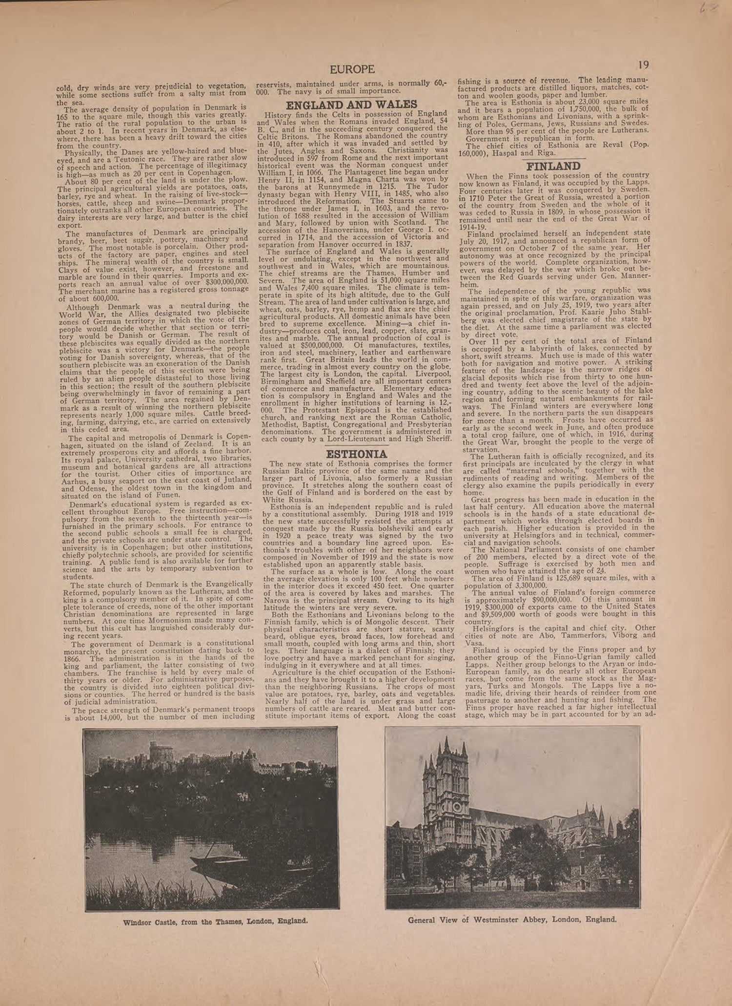 Text On Europe--continued from Atlas of Plymouth County, Iowa : Containing Maps of Townships of the County, Maps of State, United States and World : Farmers Directory 1921 by Relic Map Company