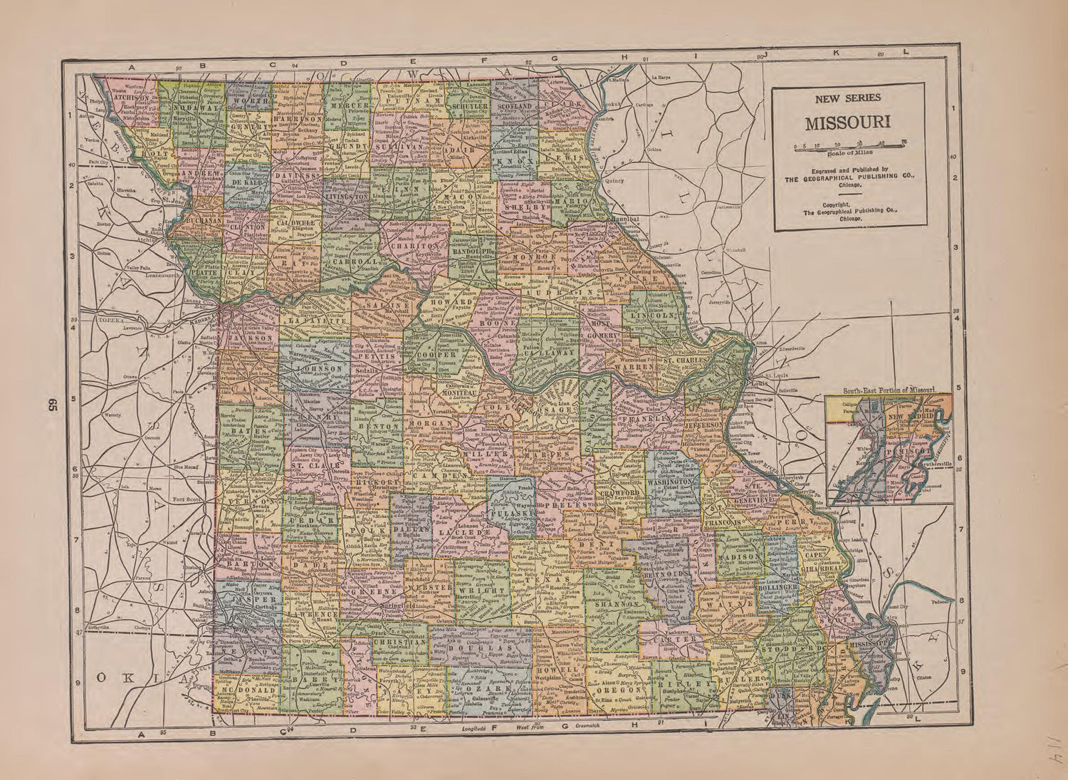 Missouri from Atlas of Plymouth County, Iowa : Containing Maps of Townships of the County, Maps of State, United States and World : Farmers Directory 1921 by Relic Map Company
