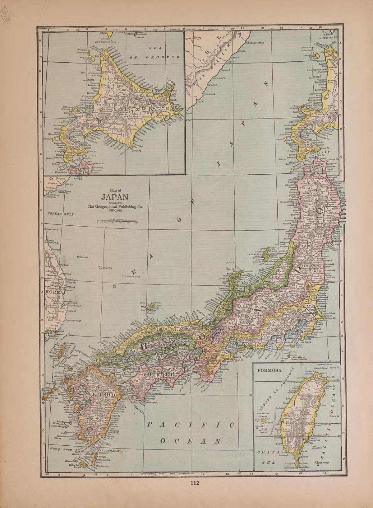 Japan from Atlas of Plymouth County, Iowa : Containing Maps of Townships of the County, Maps of State, United States and World : Farmers Directory 1921 by Relic Map Company