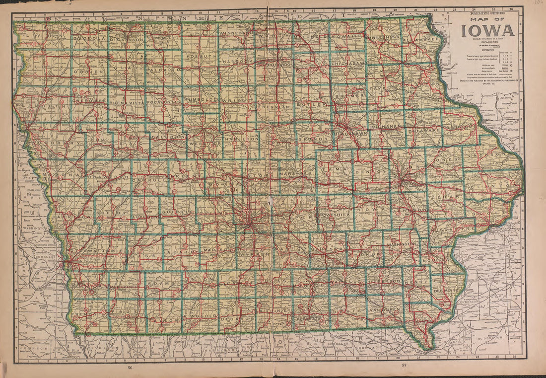 Iowa from Atlas of Plymouth County, Iowa : Containing Maps of Townships of the County, Maps of State, United States and World : Farmers Directory 1921 by Relic Map Company