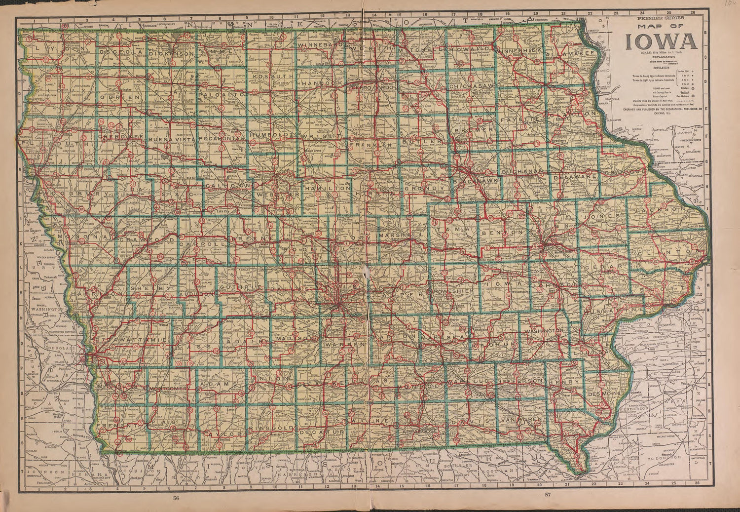 Iowa from Atlas of Plymouth County, Iowa : Containing Maps of Townships of the County, Maps of State, United States and World : Farmers Directory 1921 by Relic Map Company