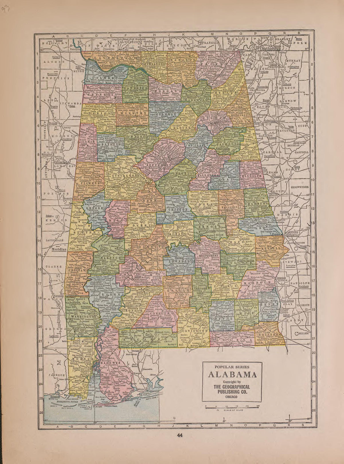 Alabama from Atlas of Plymouth County, Iowa : Containing Maps of Townships of the County, Maps of State, United States and World : Farmers Directory 1921 by Relic Map Company