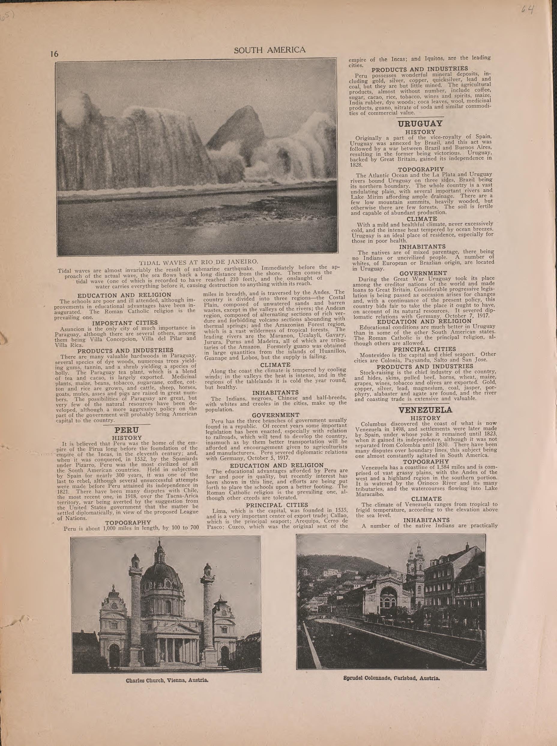 Text On South America--continued from Atlas of Plymouth County, Iowa : Containing Maps of Townships of the County, Maps of State, United States and World : Farmers Directory 1921 by Relic Map Company