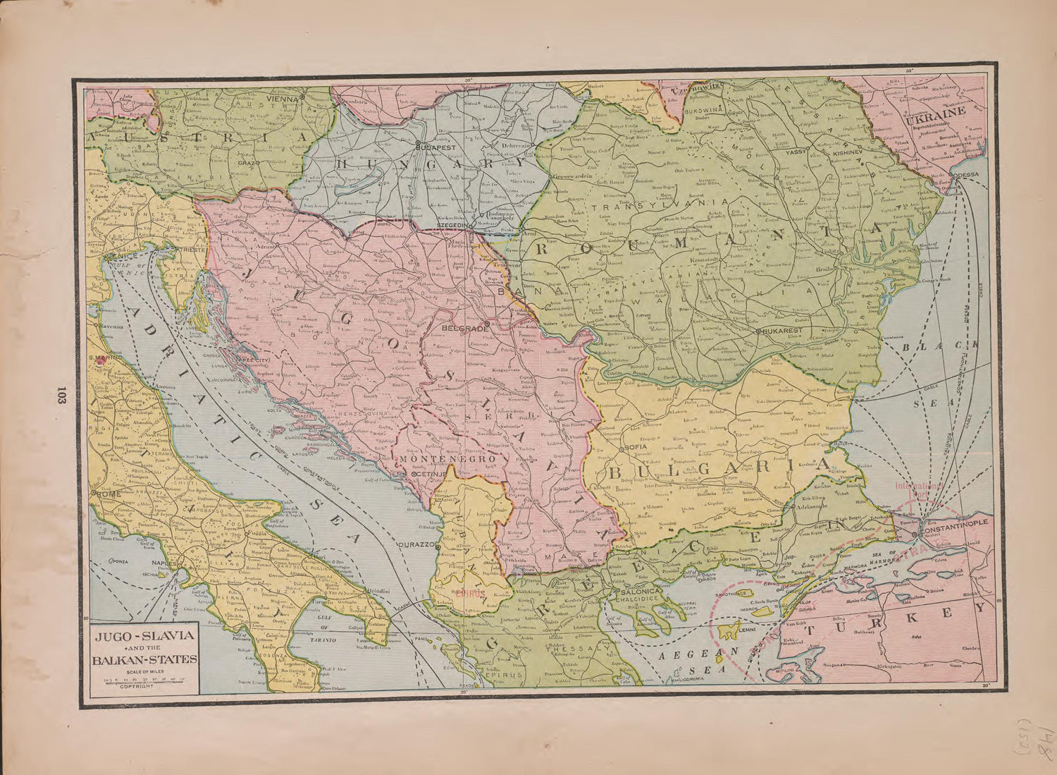Jugo-Slavia and the Balkan States from Atlas of Plymouth County, Iowa : Containing Maps of Townships of the County, Maps of State, United States and World : Farmers Directory 1921 by Relic Map Company