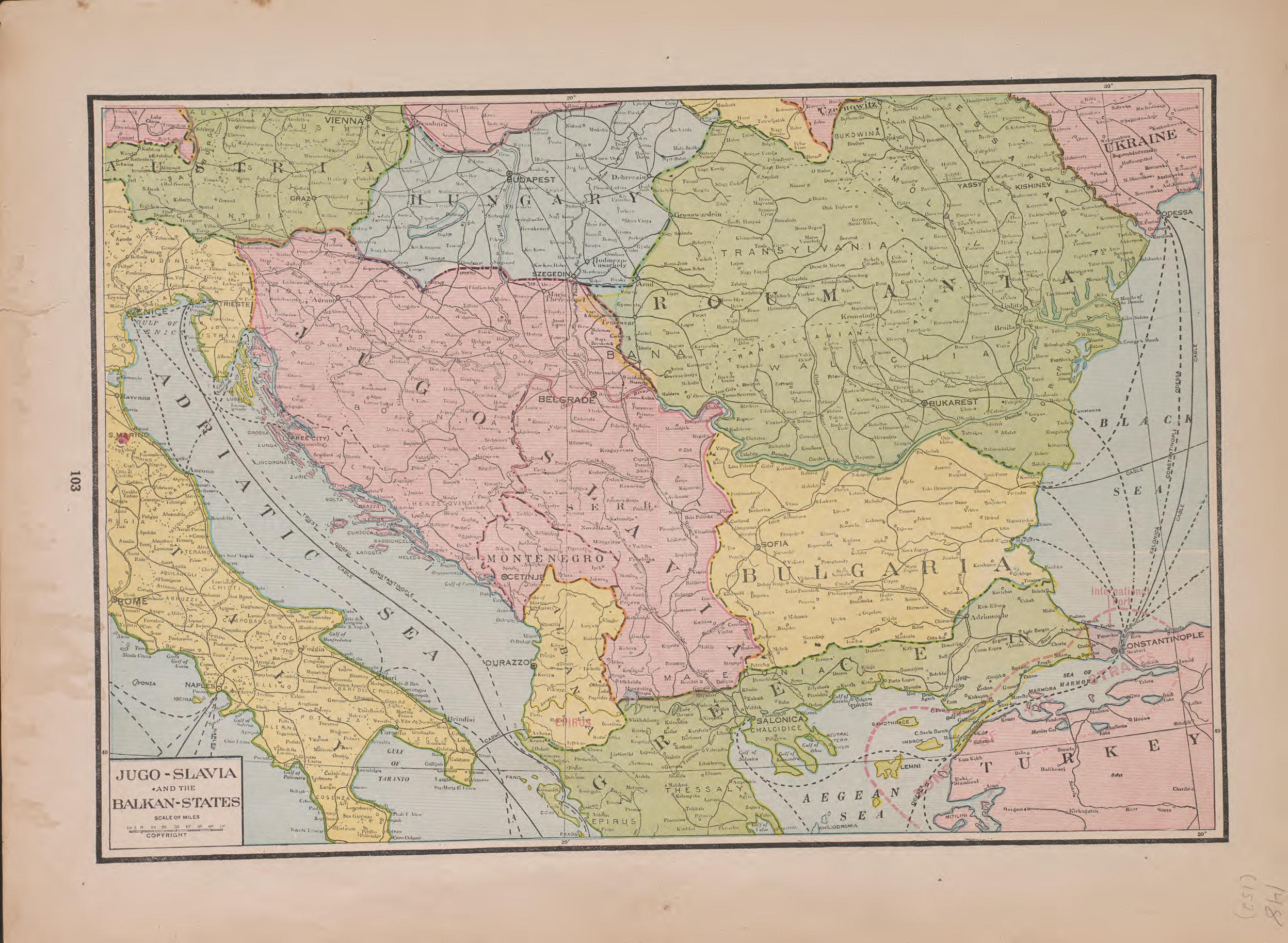 Jugo-Slavia and the Balkan States from Atlas of Plymouth County, Iowa : Containing Maps of Townships of the County, Maps of State, United States and World : Farmers Directory 1921 by Relic Map Company