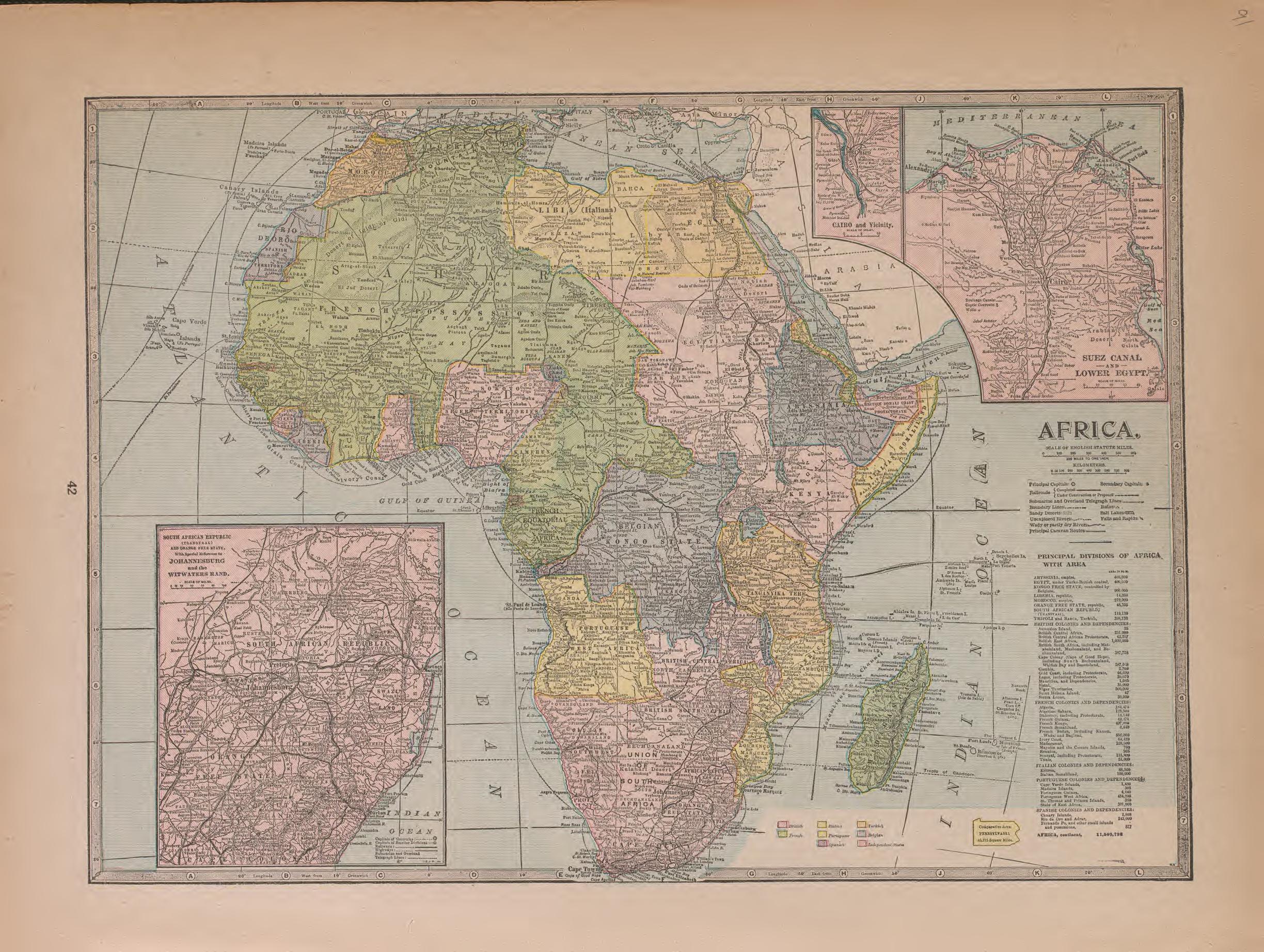 Africa from Atlas of Plymouth County, Iowa : Containing Maps of Townships of the County, Maps of State, United States and World : Farmers Directory 1921 by Relic Map Company