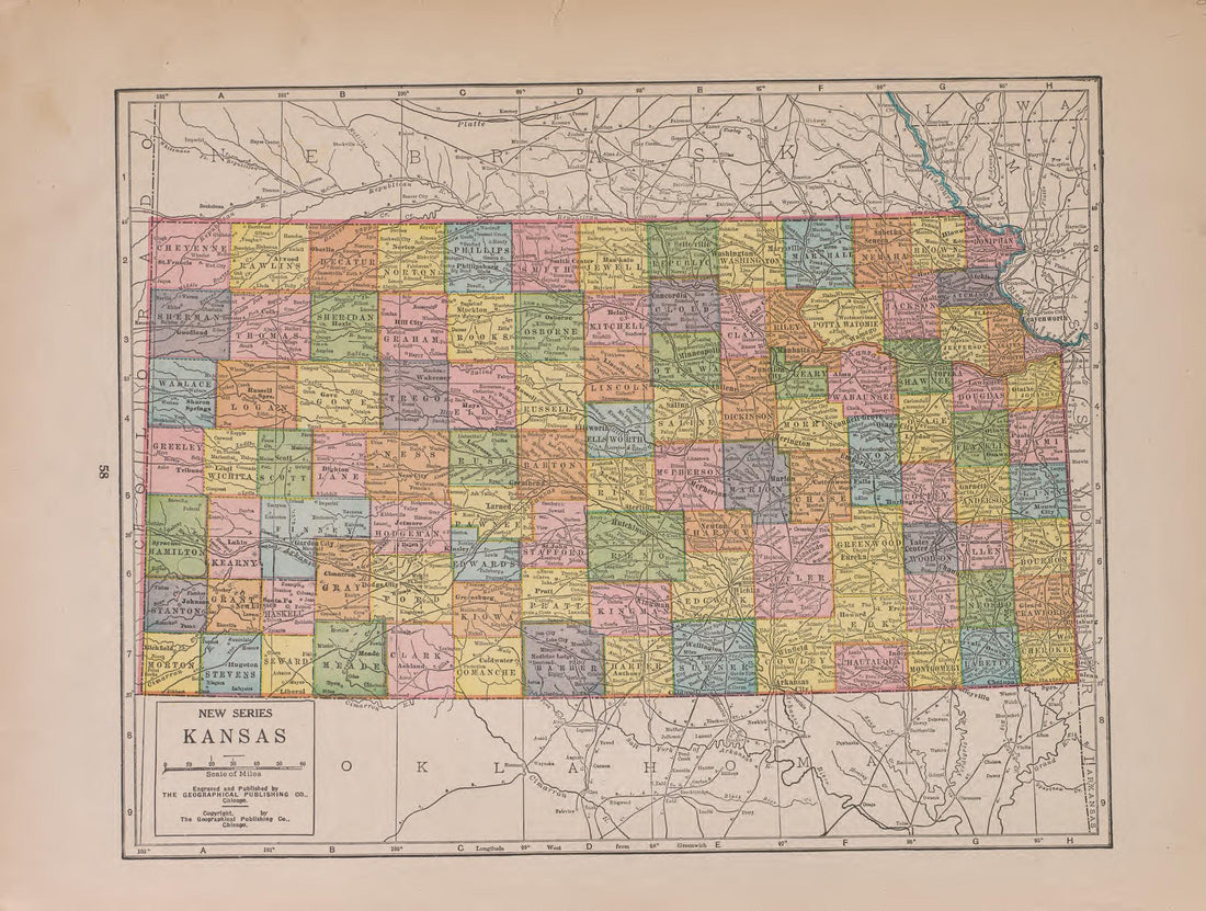 Kansas from Atlas of Plymouth County, Iowa : Containing Maps of Townships of the County, Maps of State, United States and World : Farmers Directory 1921 by Relic Map Company