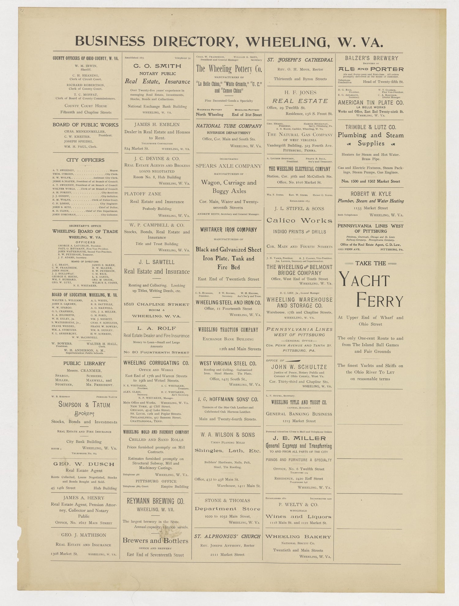 This old map of , West Virginia, Wheeling was created by Barthel, Otto in 1901