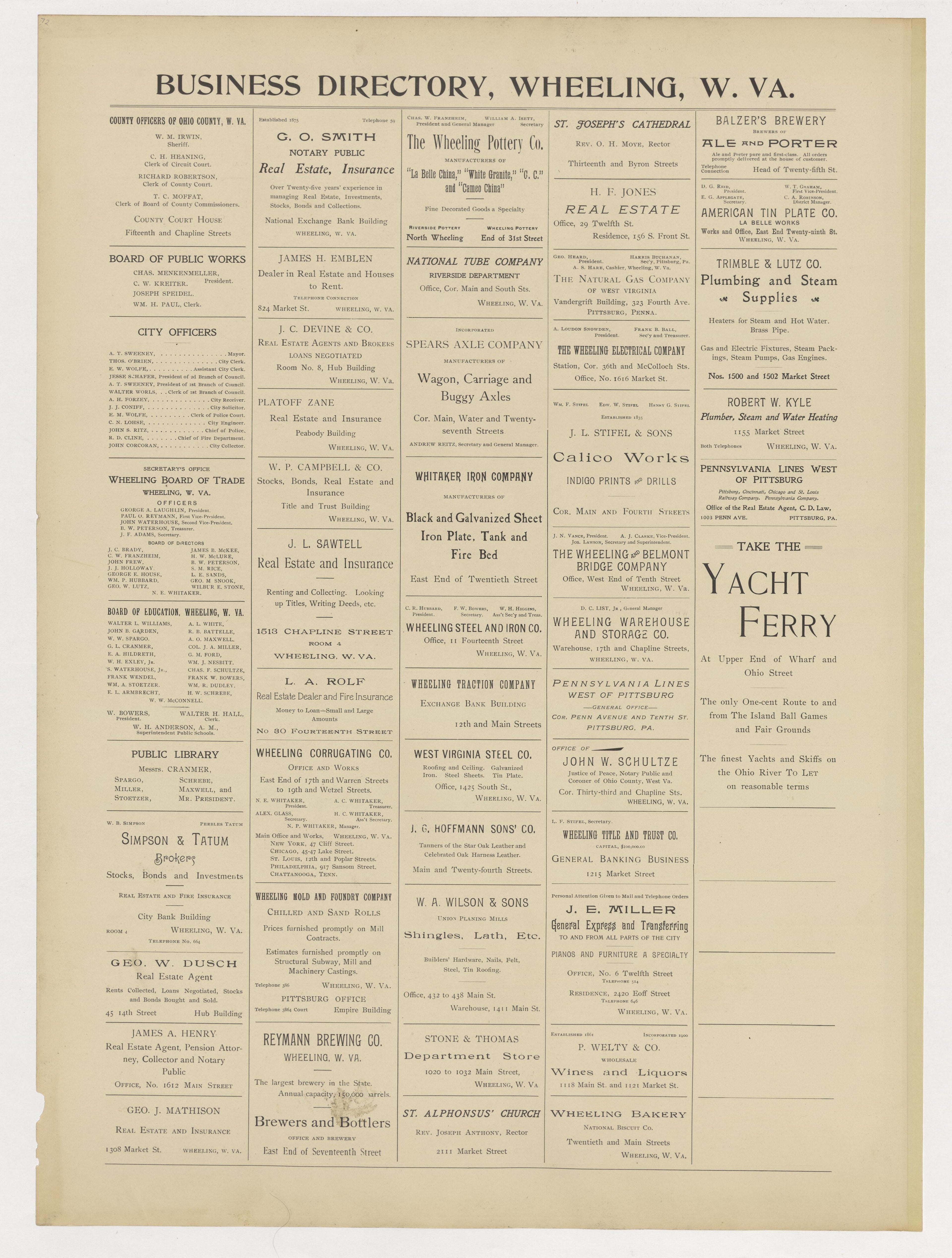 This old map of , West Virginia, Wheeling was created by Barthel, Otto in 1901