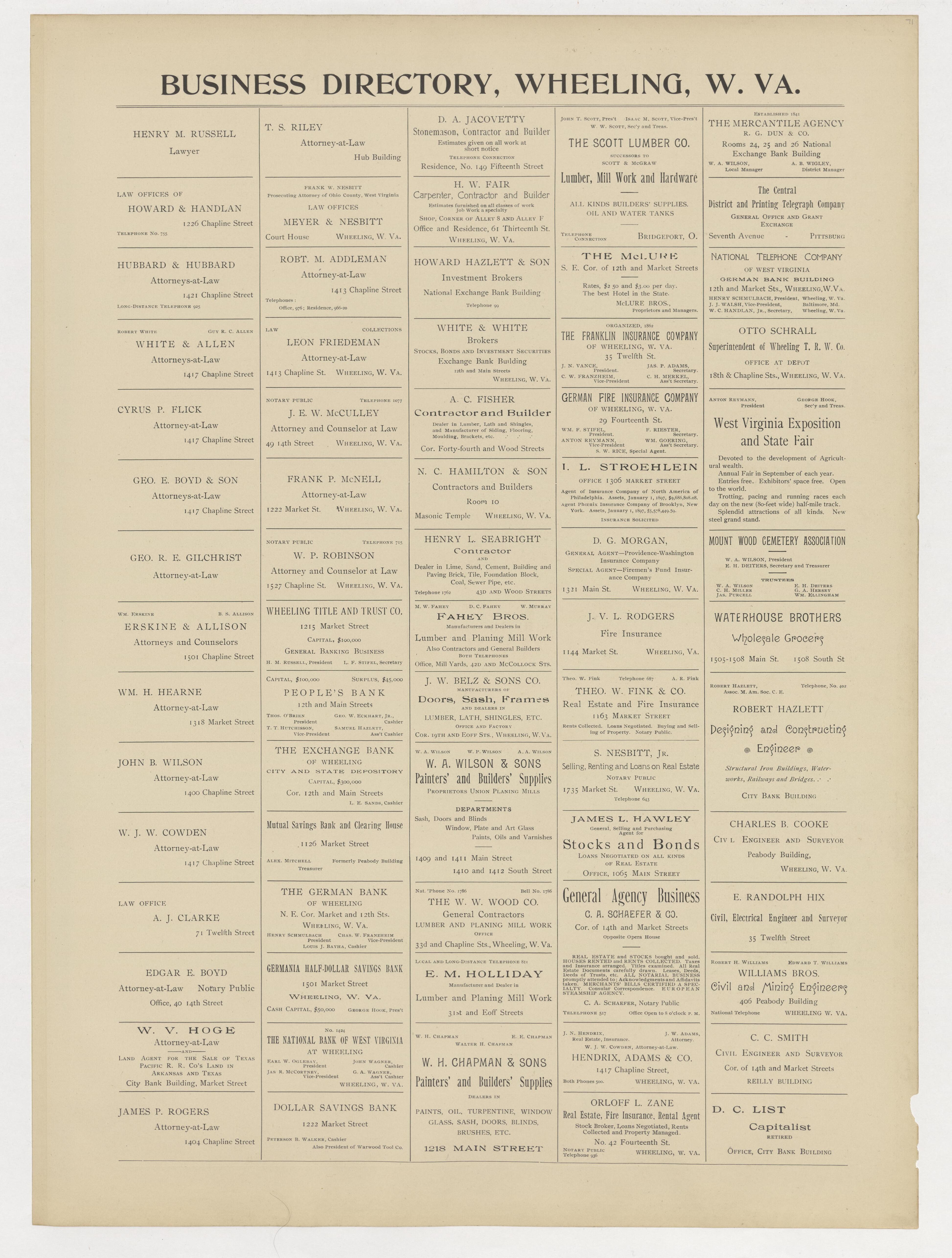 This old map of , West Virginia, Wheeling was created by Barthel, Otto in 1901