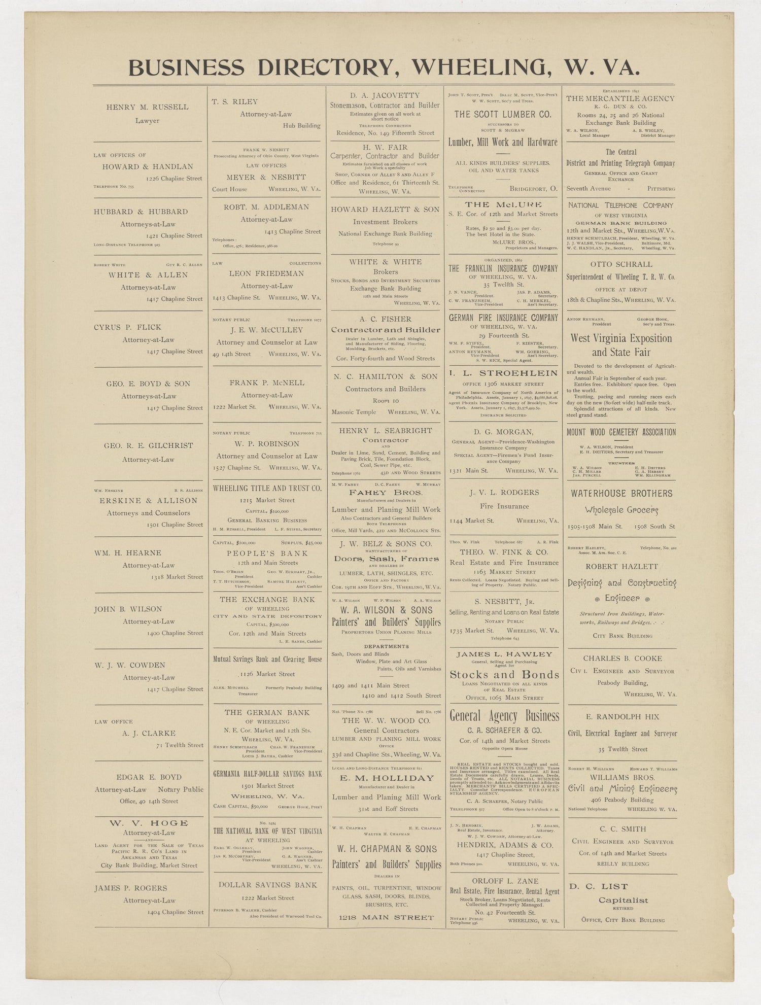 This old map of , West Virginia, Wheeling was created by Barthel, Otto in 1901