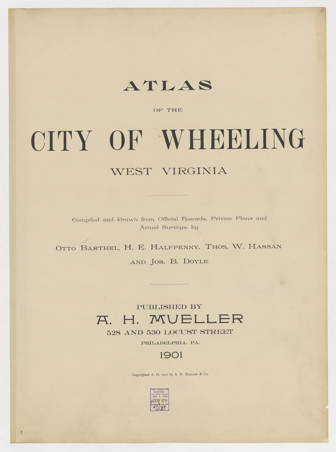 This old map of , West Virginia, Wheeling was created by Barthel, Otto in 1901