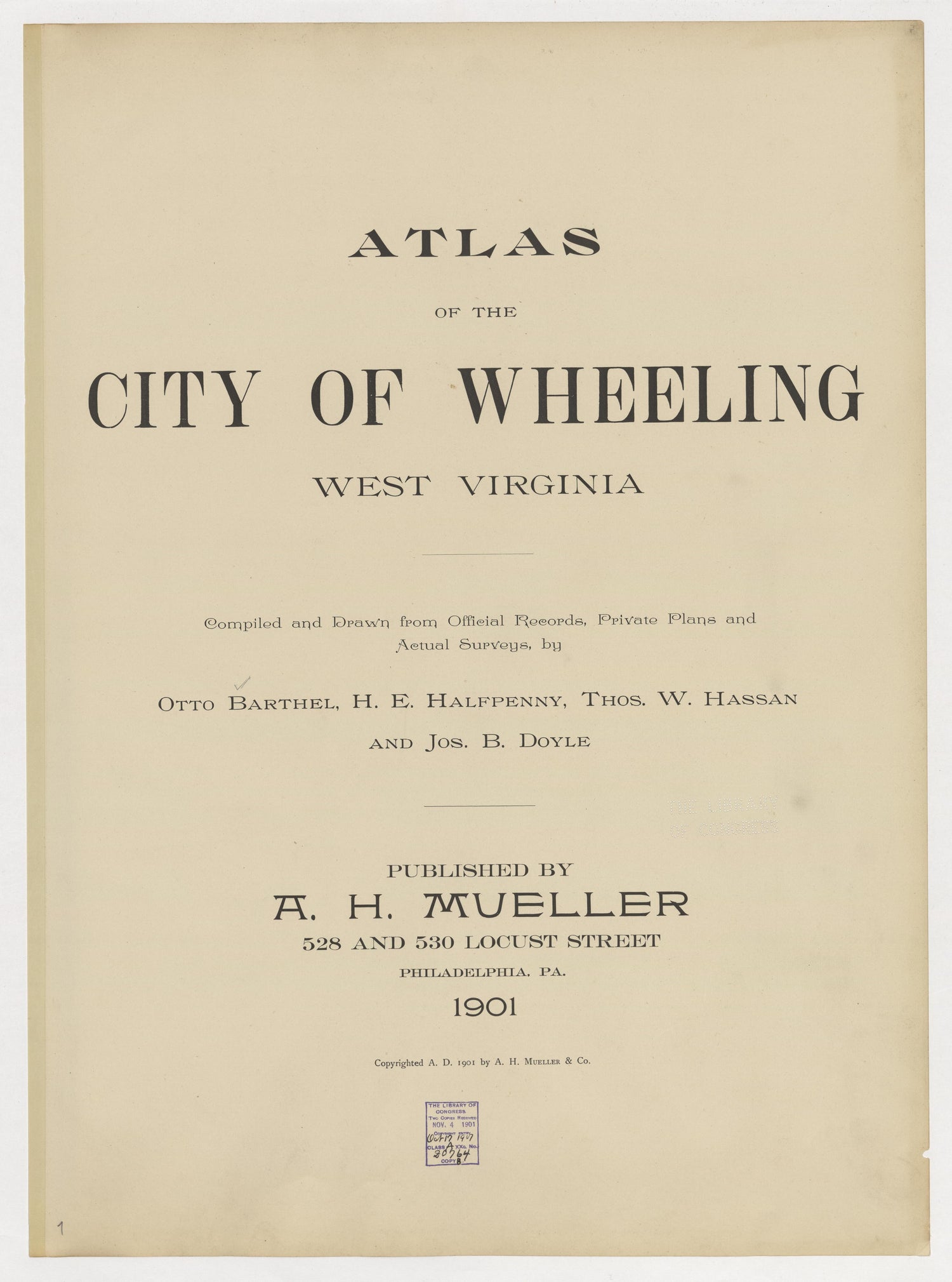This old map of , West Virginia, Wheeling was created by Barthel, Otto in 1901