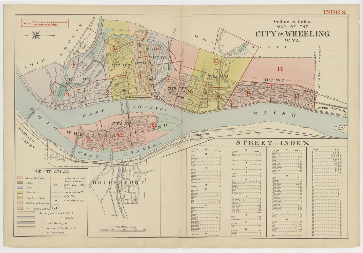 This old map of , West Virginia, Wheeling was created by Barthel, Otto in 1901