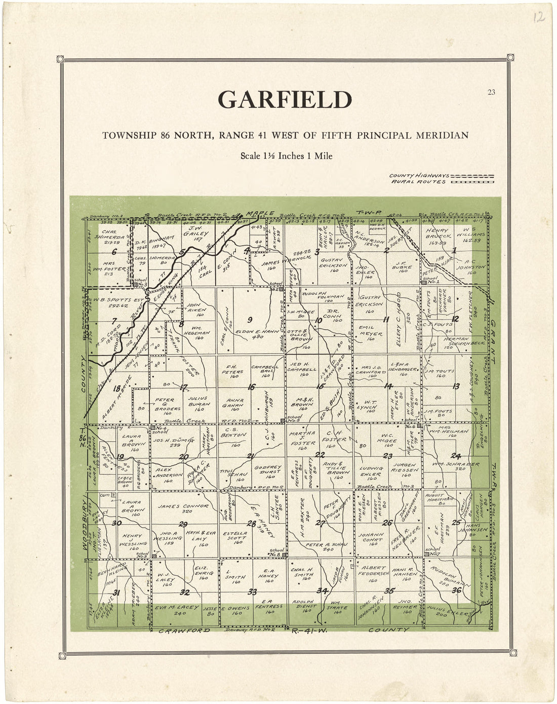 Garfield from Atlas of Ida County, Iowa 1920 by Relic Map Company