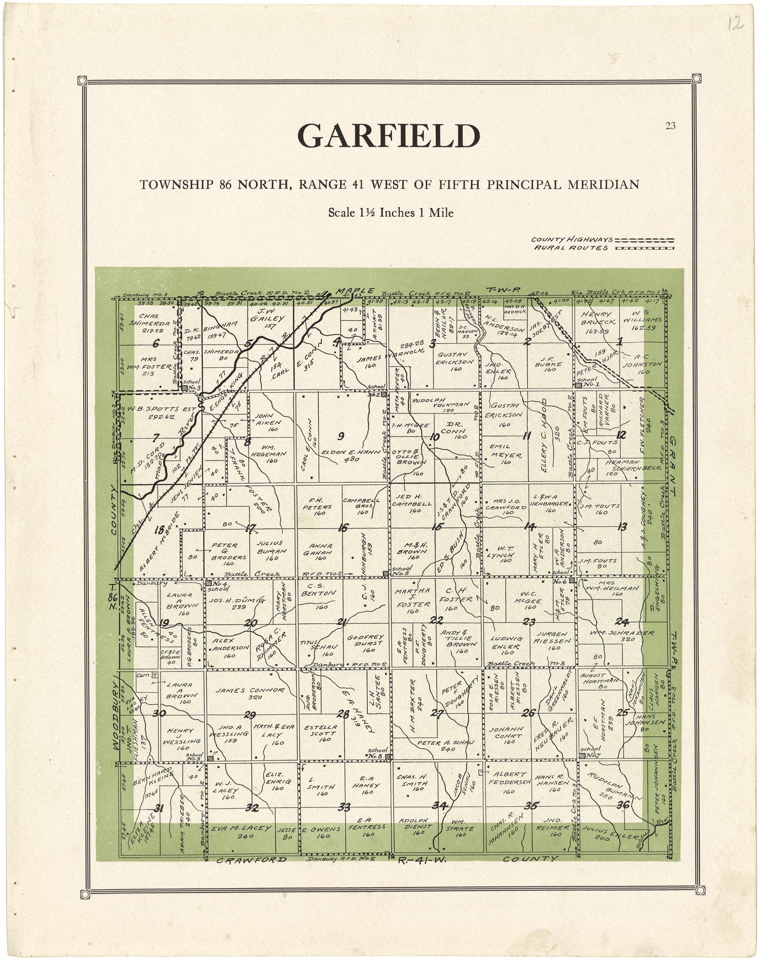 Garfield from Atlas of Ida County, Iowa 1920 by Relic Map Company