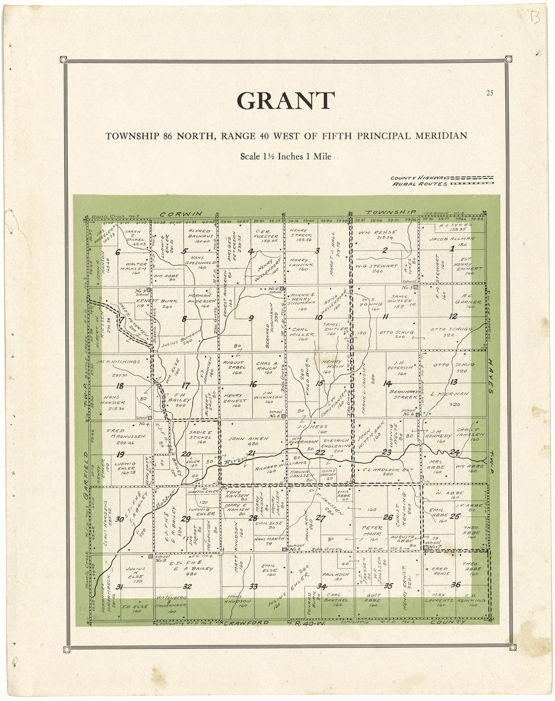 Grant from Atlas of Ida County, Iowa 1920 by Relic Map Company