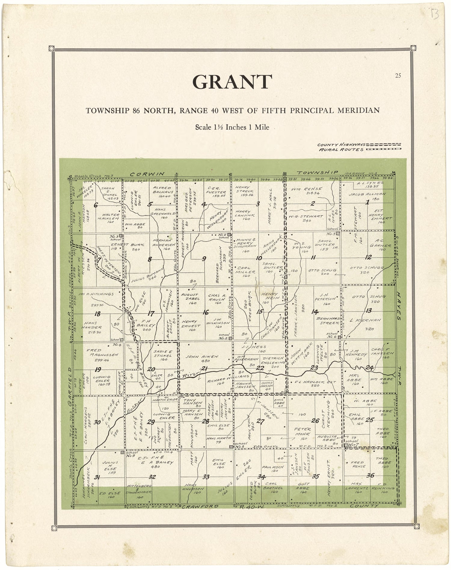 Grant from Atlas of Ida County, Iowa 1920 by Relic Map Company