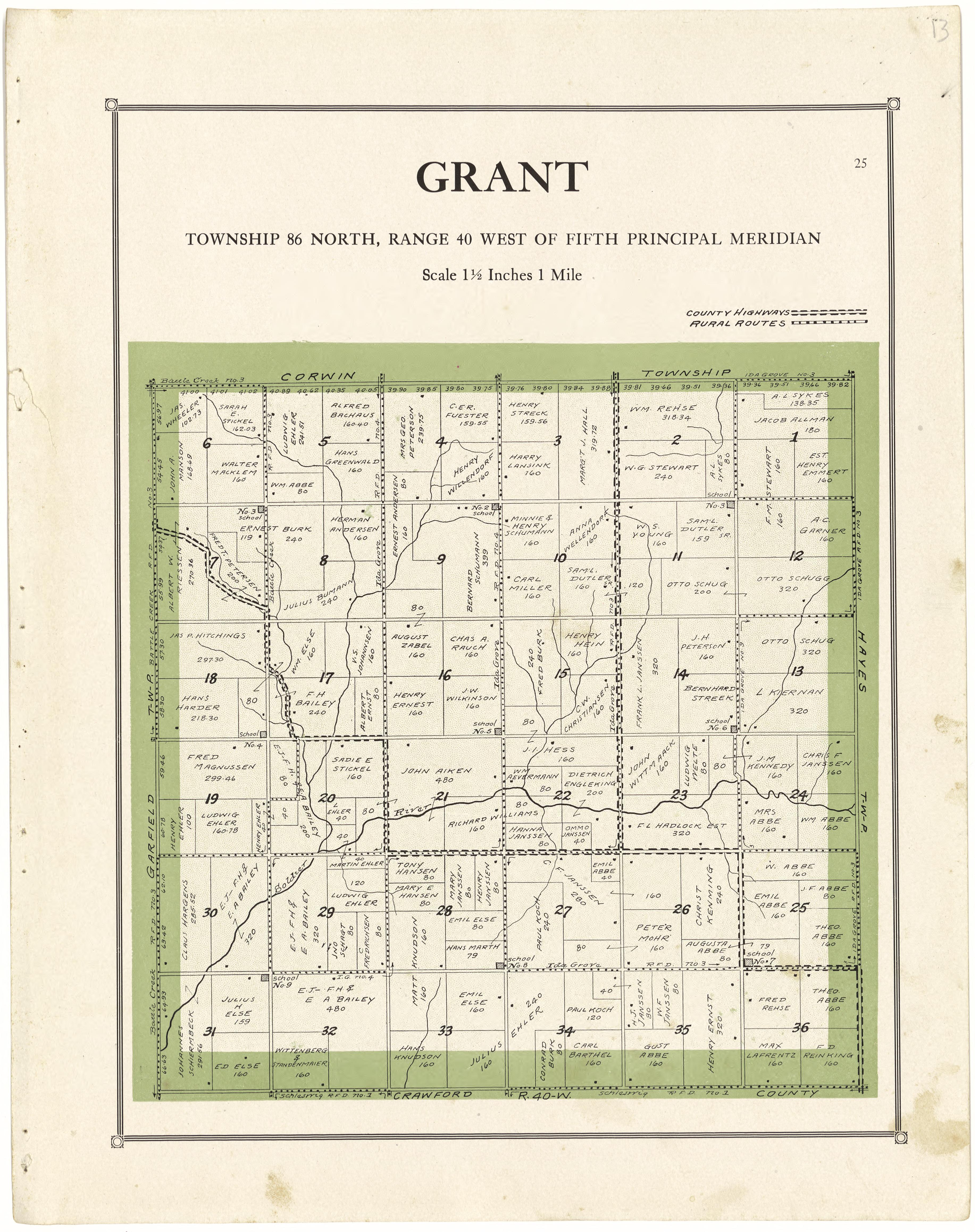 Grant from Atlas of Ida County, Iowa 1920 by Relic Map Company