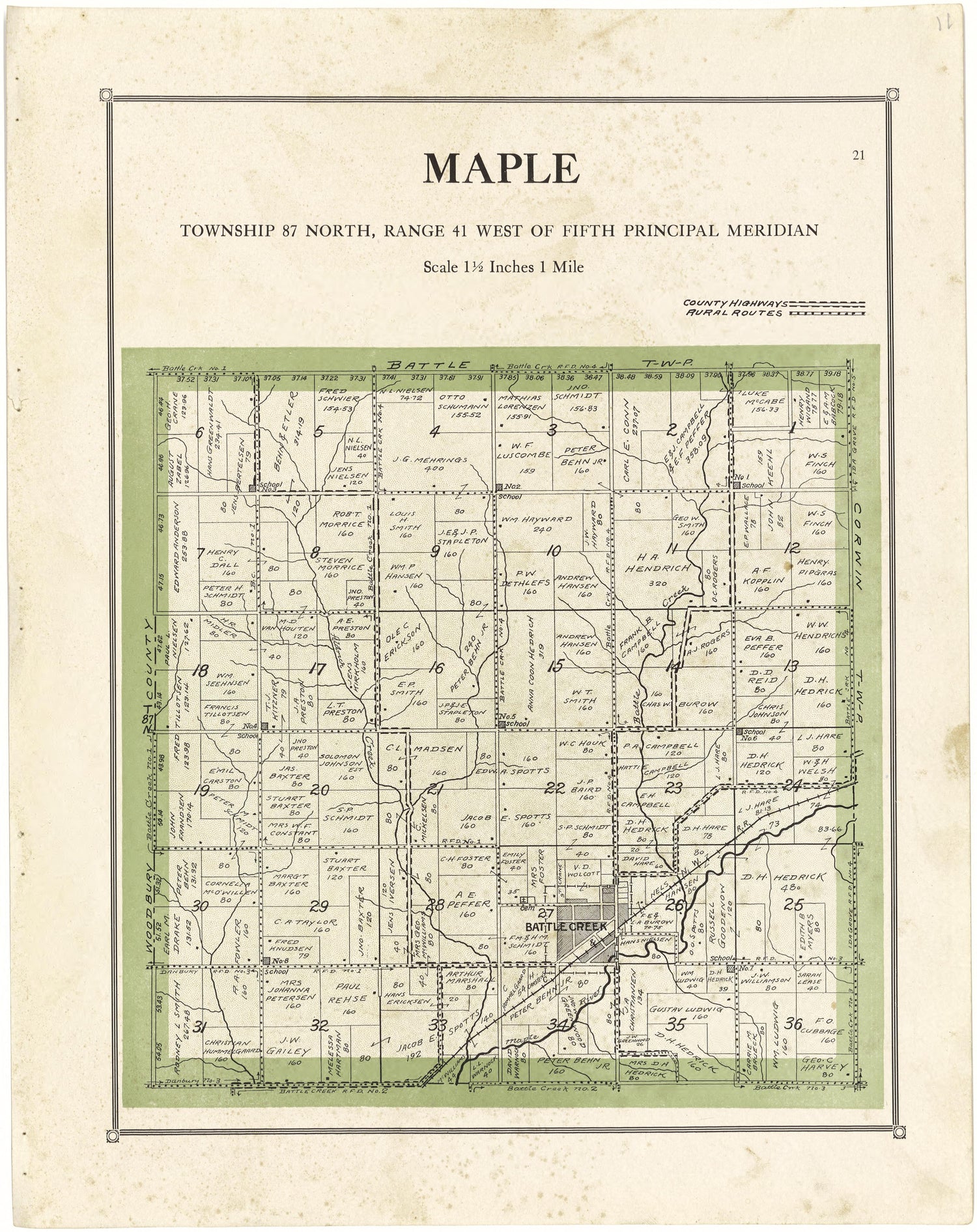Maple from Atlas of Ida County, Iowa 1920 by Relic Map Company