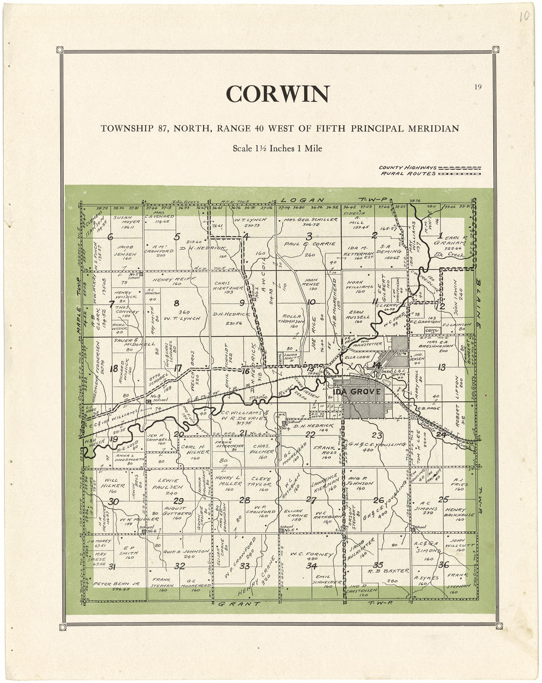 Corwin from Atlas of Ida County, Iowa 1920 by Relic Map Company