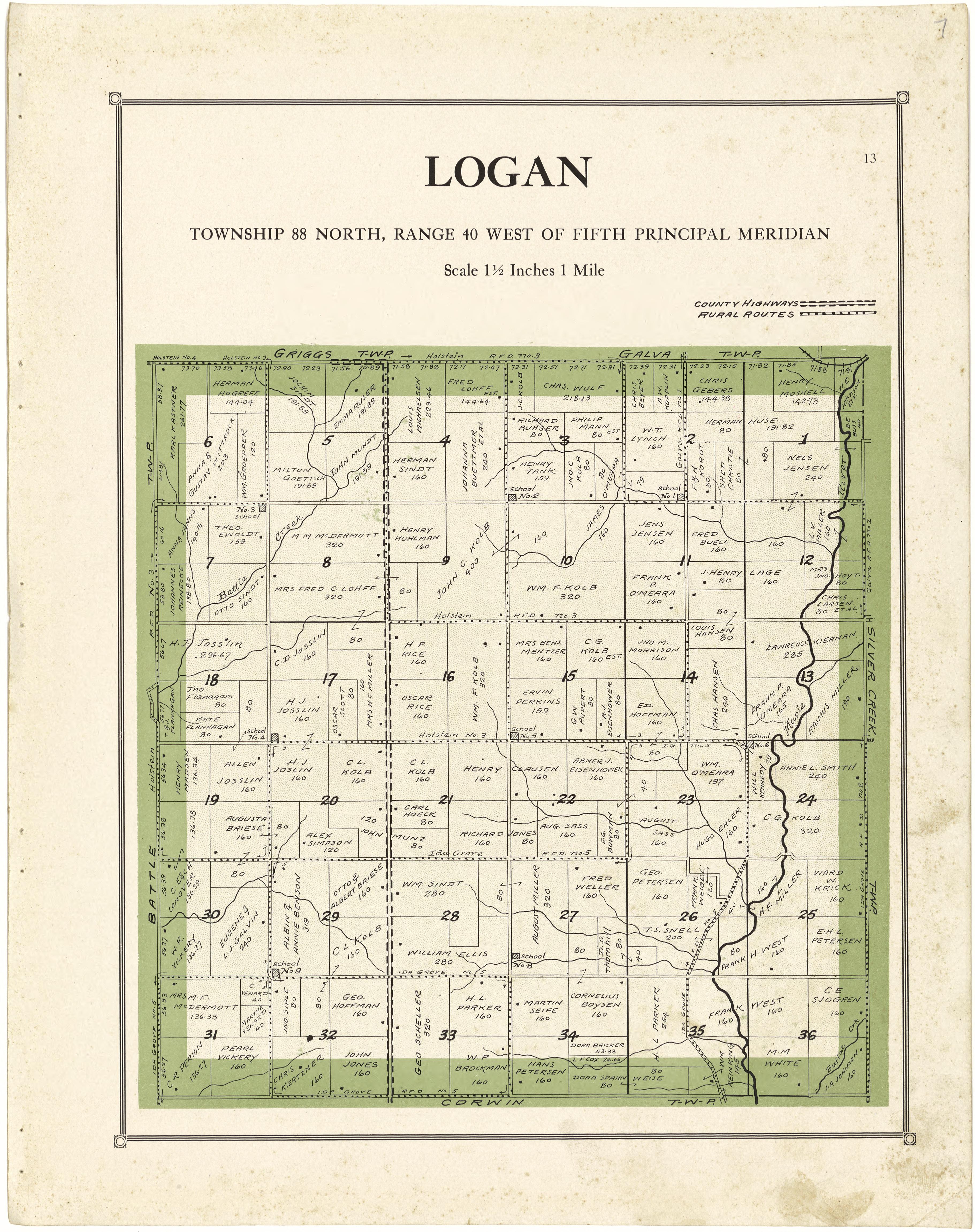 Logan from Atlas of Ida County, Iowa 1920 by Relic Map Company