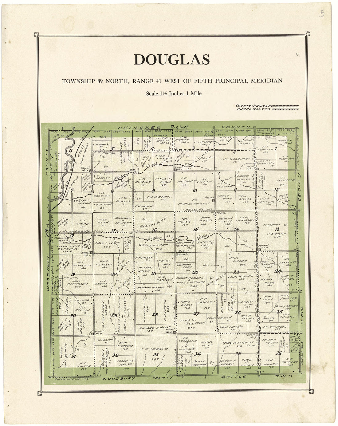 Douglas from Atlas of Ida County, Iowa 1920 by Relic Map Company